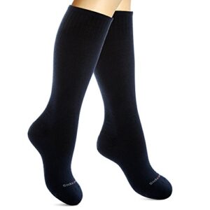 sockslane cotton compression socks for women & men. 15-20 mmhg support knee-high navy blue x/l