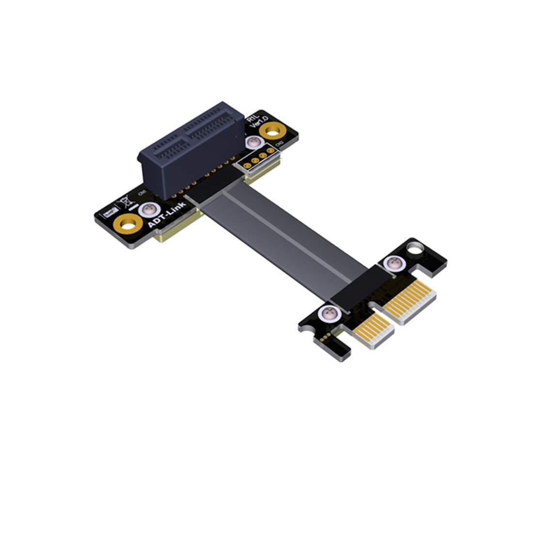 ADT-LINK 90 Degree Right Angle PCIe 3.0 x1 to x1 Extension Cable R11SL 8G/BPS High Speed PCI Express 1x Riser Card Extender Ribbon Cable (15CM)