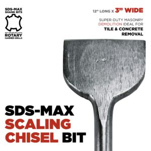 Makita 1 Piece - SDS-Max 3" Scaling Chisel Bit For SDS Max Rotary Hammers - Easy Removal of Tile, Concrete & Masonry