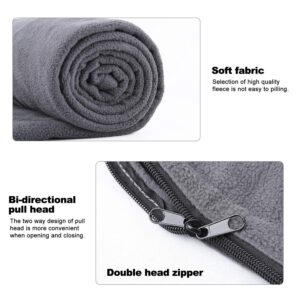 Fleece Sleeping Bag Liner Travel Sheet Camping Sleep Sack Ultralight Zippered Storage Bag Full Sized Zipper Backpacking Blanket for Traveling, Camping, Hiking, Outdoor Activities (Grey)