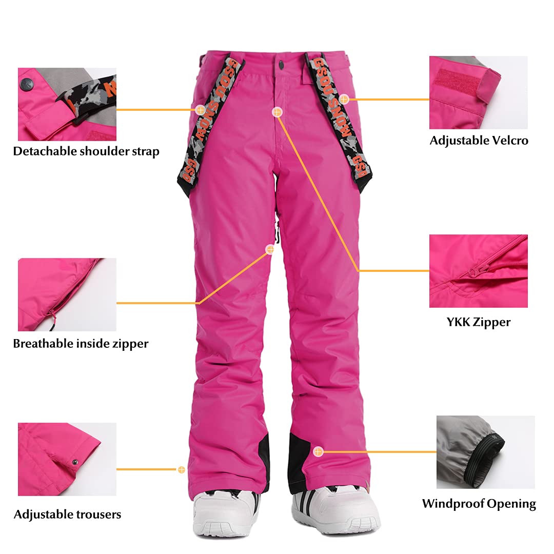 GSOU SNOW Womens Ski Jackets and Pants Set Snowsuit Snowboarding Warm Winter Coat Hooded Waterproof Windproof Insulated,Pink Camouflage,M