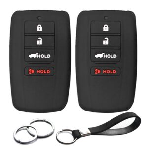 infipar 2pcs compatible with acura ilx mdx rdx rlx tlx nsx 4 buttons kr5v1x smart black key fob cover case key chain protector keyless holder