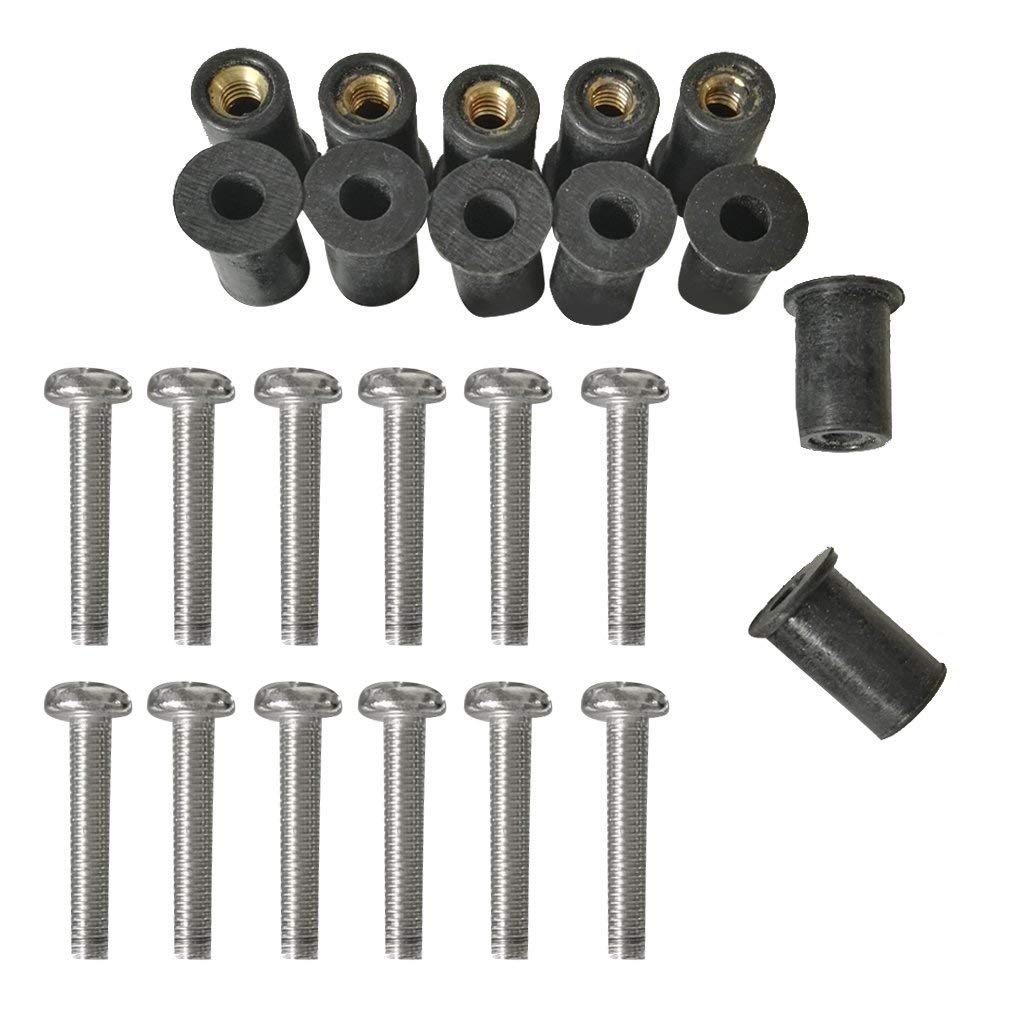 12 Pieces M4 Rubber Well Nuts with Stainless Steel Screws Kit Fit for Kayak Canoe Boat Marine Hardware Fasteners