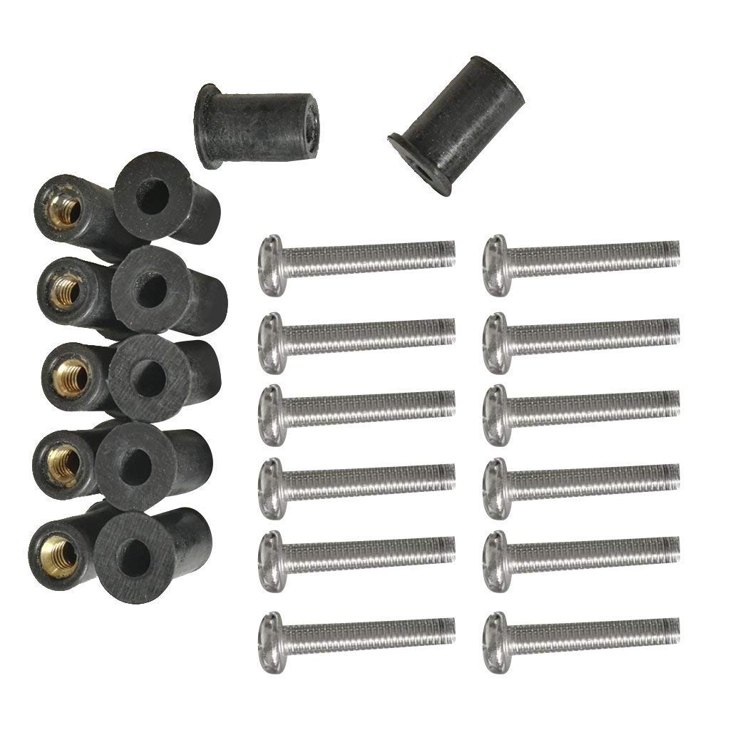 12 Pieces M4 Rubber Well Nuts with Stainless Steel Screws Kit Fit for Kayak Canoe Boat Marine Hardware Fasteners