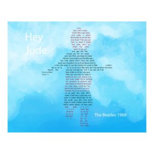 hey jude - beatles vintage decor lyrics wall art, this retro wall decor music poster print, is great for home decor, bedroom decor, office decor, or man cave room decor aesthetic, unframed - 10x8