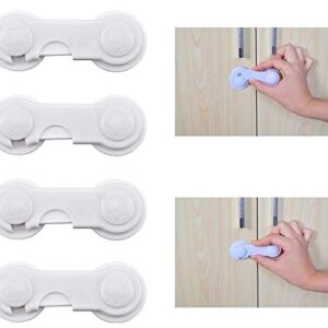 18 Pieces Baby Safety Proofing Kit- 6 Strong, Sturdy Adjustable Latches (Bonus Extra 6x3M Adhesives) + 4 Cabinet Locks+ 4 Corner Protectors and 4 Electrical Socket Plugs- No Tools Needed! (White, 18)