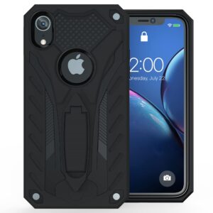 Kitoo Designed for iPhone XR Case with Kickstand, Military Grade 12ft. Drop Tested - Black