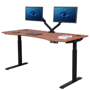 apexdesk elite pro series 60" x 27" electric height adjustable stand up desk, sit stand home office desk, computer desk - curved apple