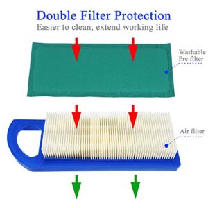 Ferilter Air Filter for Briggs and Stratton 698083 697153 797008 697634 795115 Air Filter for Craftsman 33425 LT1000 LT3000 Riding Mower with 697015 Pre Filter, Pack of 2