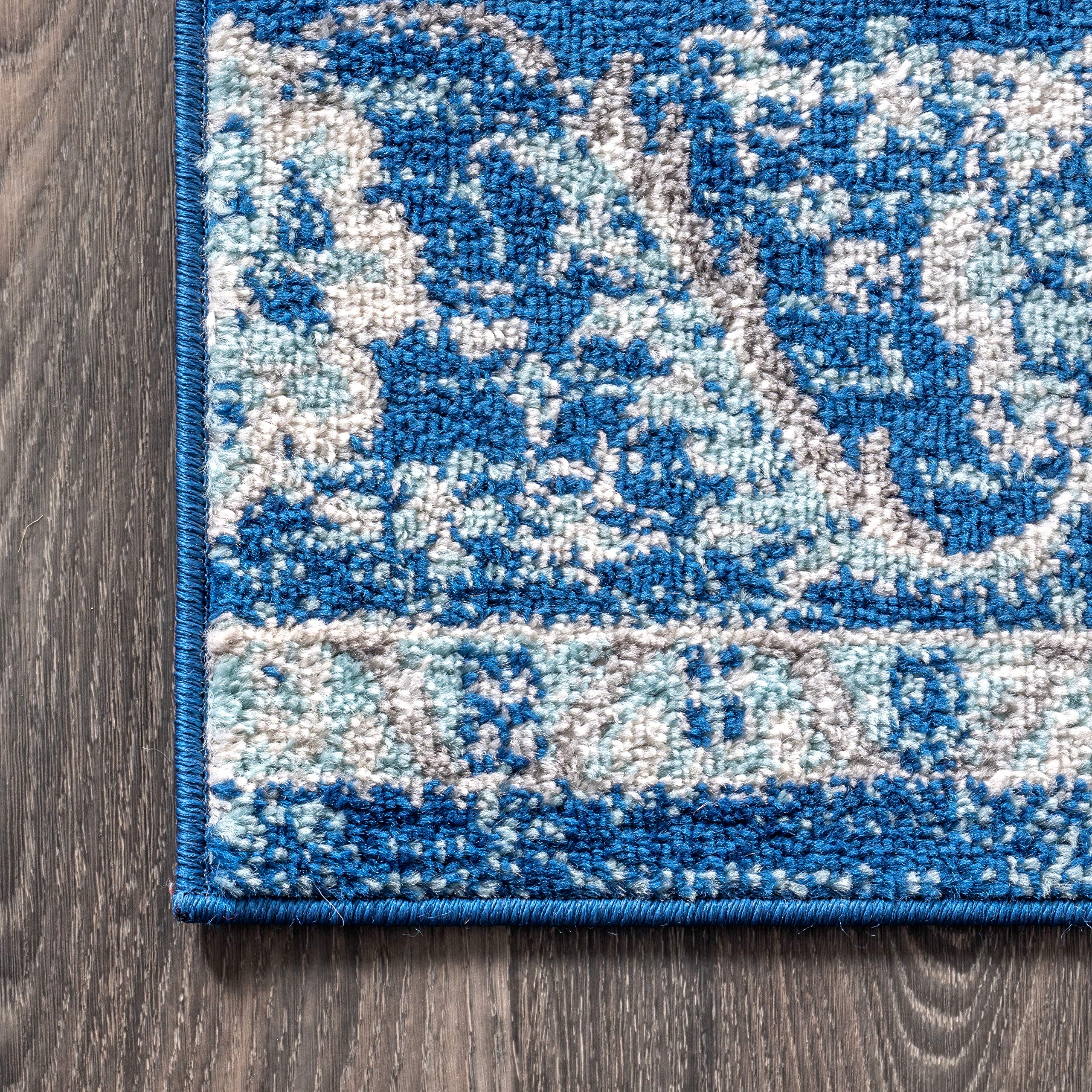 JONATHAN Y BMF106B-5 Bohemian Flair Boho Vintage Medallion Indoor Area-Rug Floral Easy-Cleaning High Traffic Bedroom Kitchen Living Room Non Shedding, 5 X 8, Cream/Blue