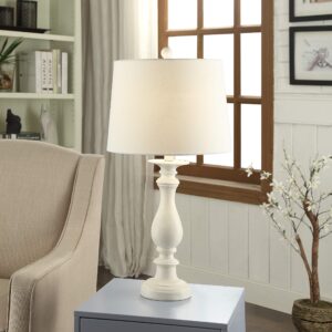 Crestview Collection Zoeigh 28 Inch Resin Distressed Antique White Finish Table Lamp for Living Room, Bedroom and Home Office