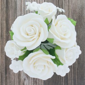 Global Sugar Art Garden Rose Sugar Cake Flowers Topper Bouquet White, 1 Count by Chef Alan Tetreault