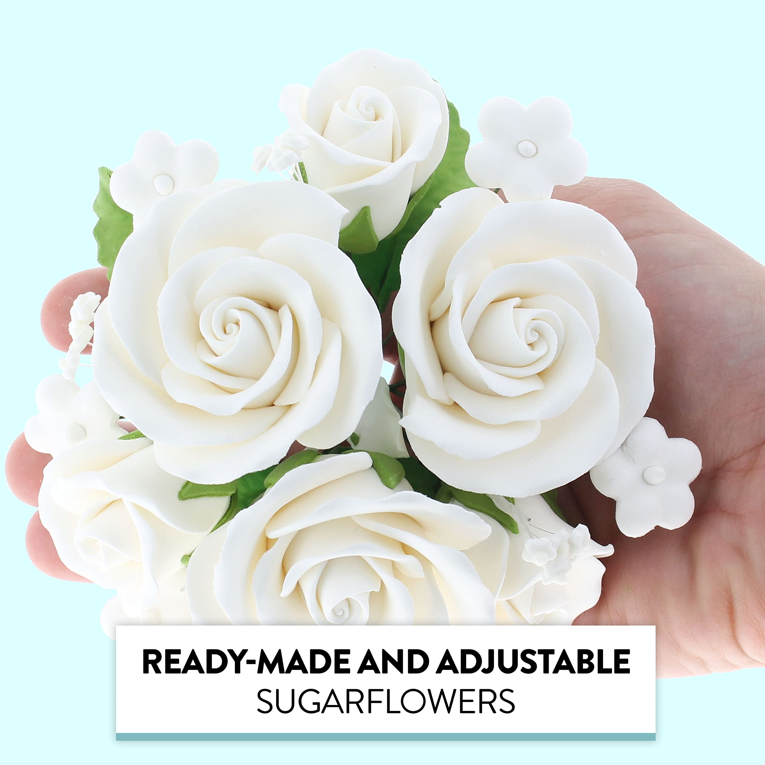 Global Sugar Art Garden Rose Sugar Cake Flowers Topper Bouquet White, 1 Count by Chef Alan Tetreault