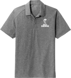 ford mustang shelby cobra pocket print wicking polo, dark grey 4xl