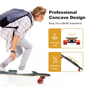 ‎Sefulim Skull Longboard Skateboard, 41 Inch Deck Complete Maple Cruiser Freestyle Longboard Skateboard for Kids Teen Boys Girls Beginners