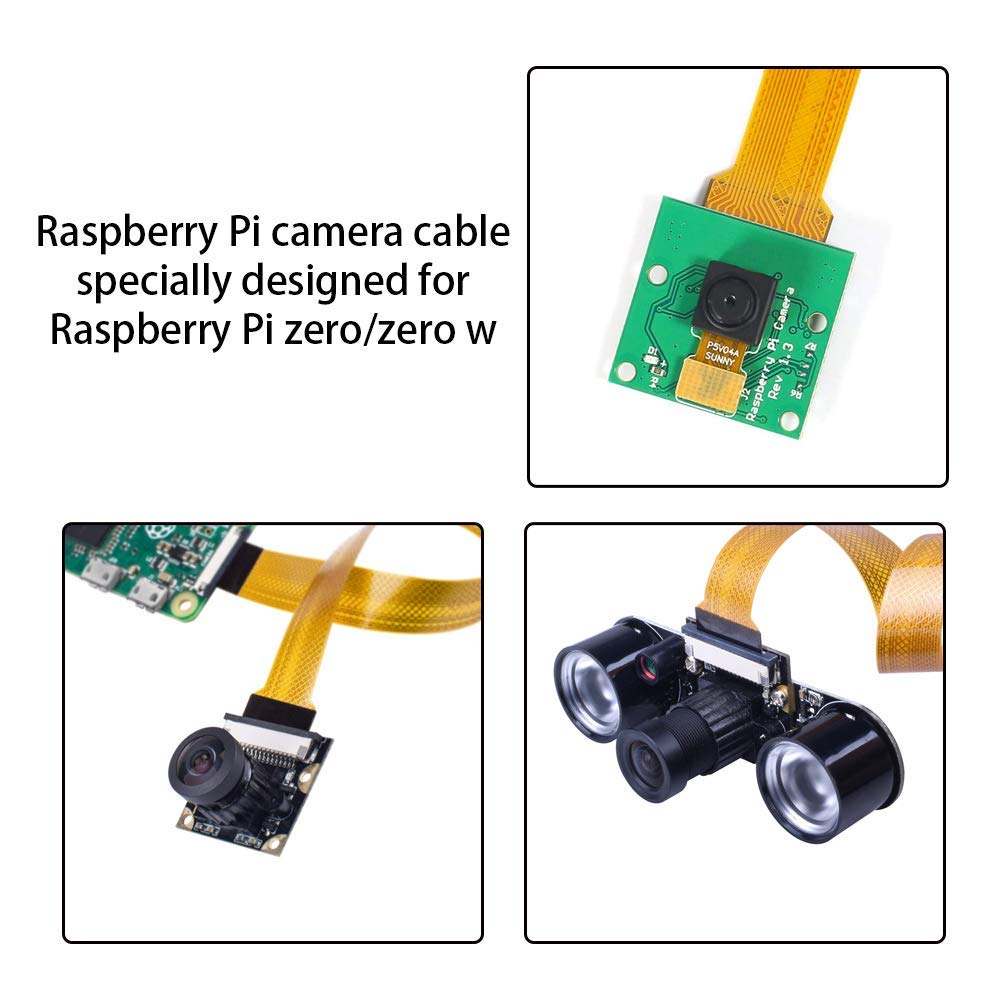 Aokin for Raspberry Pi Camera Cable, FPC Cable Ribbon Flex Extension Cable 15 Pin 22 Pin for Raspberry Pi Zero or Zero W, Octoprint Octopi Webcam, Monitor 3D Printer, etc, 30cm/11.81in, 1 Pcs