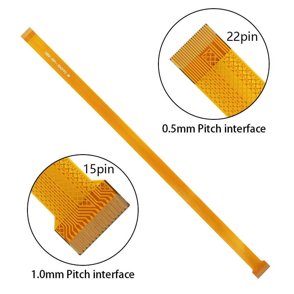 Aokin for Raspberry Pi Camera Cable, FPC Cable Ribbon Flex Extension Cable 15 Pin 22 Pin for Raspberry Pi Zero or Zero W, Octoprint Octopi Webcam, Monitor 3D Printer, etc, 30cm/11.81in, 1 Pcs