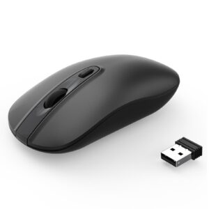 cimetech wireless computer mouse, 2.4g slim cordless mouse less noise for laptop ergonomic optical with nano receiver usb mouse for laptop, deskbtop, mac (bat black)