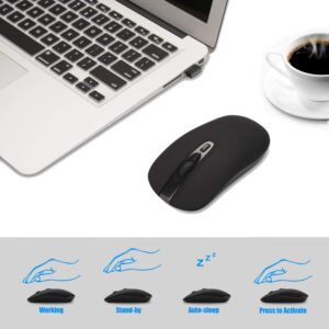 cimetech Wireless Computer Mouse, 2.4G Slim Cordless Mouse Less Noise for Laptop Ergonomic Optical with Nano Receiver USB Mouse for Laptop, Deskbtop, Mac (BAT Black)