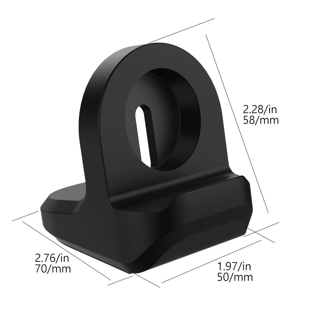 MoKo 2-Pack Charger Stand Compatible with Samsung Galaxy Watch 4,4 Classic/3 41mm,45mm/Active,Active 2 40mm 44mm, Silicone Charging Stand Non-Slip Base Charger Dock Station Holder Bracket - Black