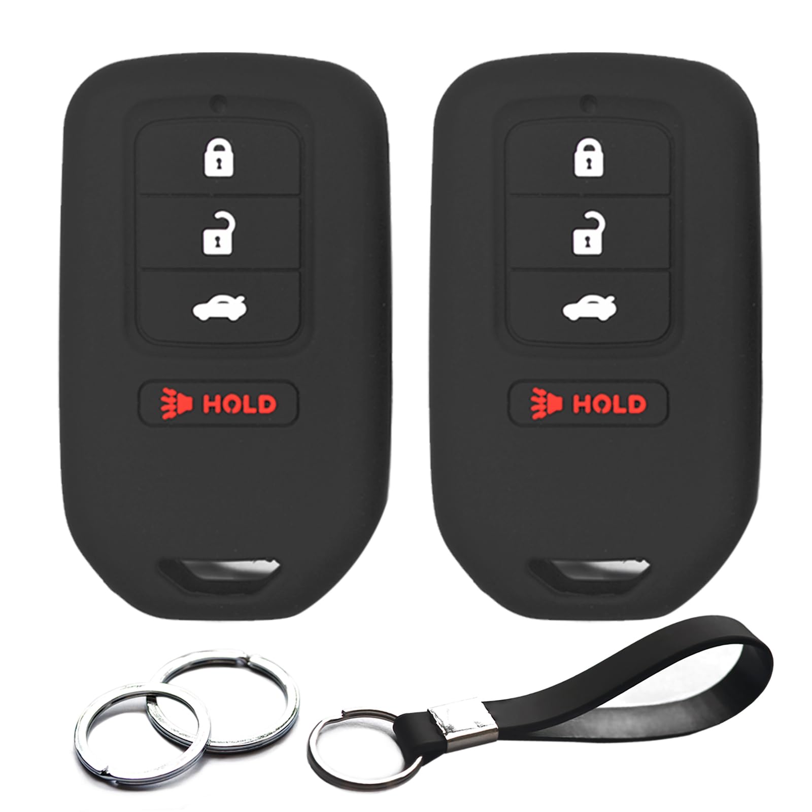 INFIPAR 2pcs Compatible with Honda Accord Civic CR-V HR-V Pilot CR-Z Fit Ridgeline Crosstour Odyssey Insight Key Fob Cover Case Key Chain Protector Keyless Remote Jacket