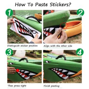 TENSPAL Shark Teeth Mouth Decals Sticker Kayak Boat Fishing Canoe Graphics Car Truck Reflective Graphics Accessories 2 Pcs