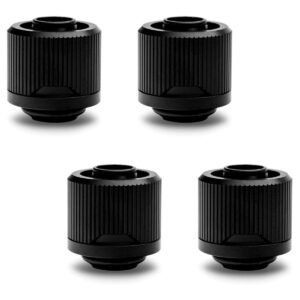 ekwb ek-quantum torque stc-10/16 compression fitting for soft tubing, 10/16mm (3/8" id, 5/8" od), black, 4-pack