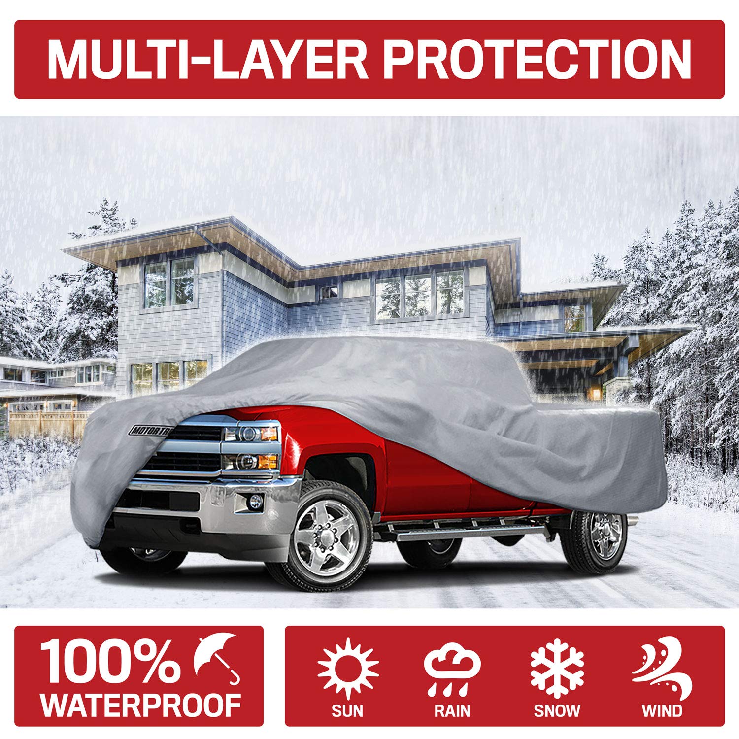 Motor Trend T-800 Truck Cover for Ford F-150 2001-2019 Super Crew/Cab Short Bed Custom Fit All Weather Waterproof Pickup Protection