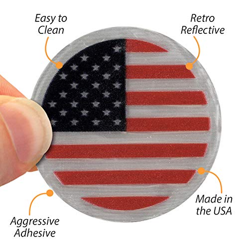 SmartSign "US Flag" Pack of 5 Hard Hat Labels | Retro-Reflective, 2" Circle