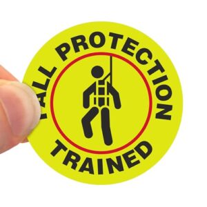 SmartSign "Fall Protection Trained" Pack of 5 Hard Hat Labels | Retro-Reflective, 2" Circle