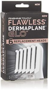 finishing touch flawless dermaplane glo facial exfoliator replacement heads only, dermaplane tool not included, white, 6 count (packaging may vary)