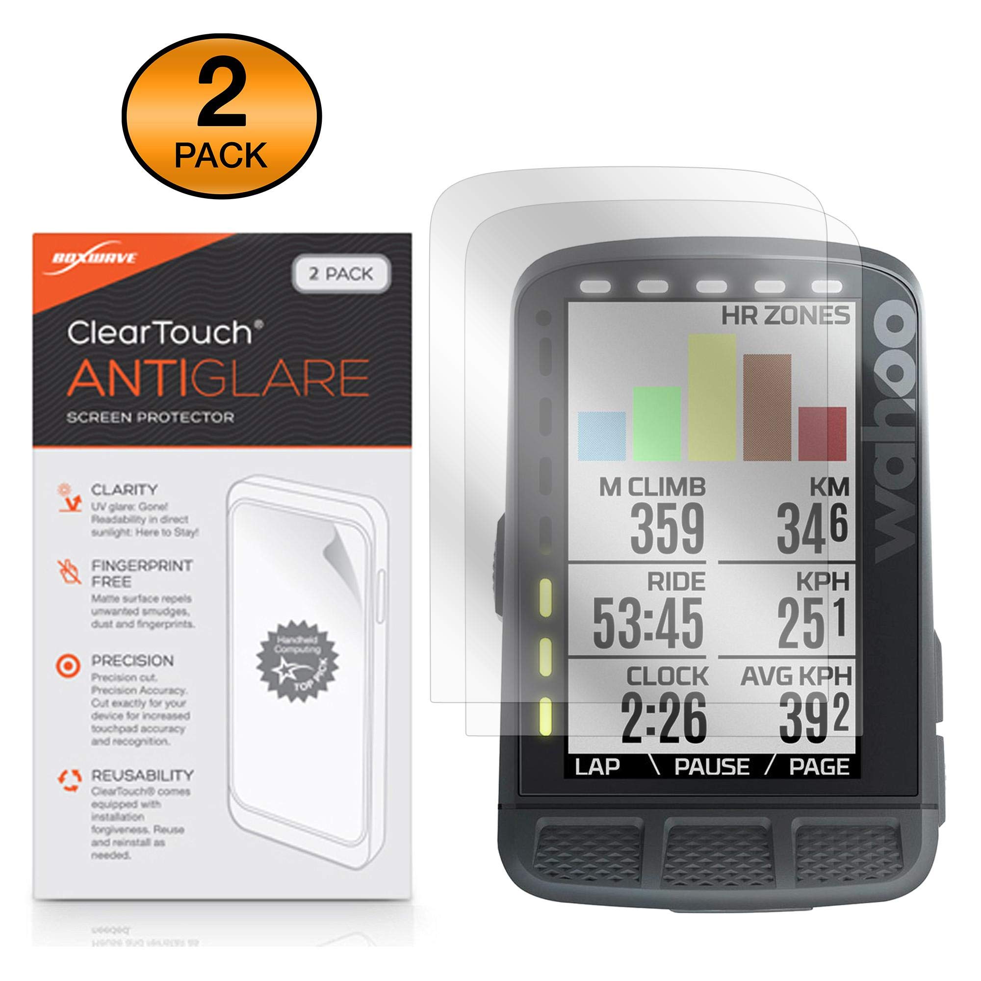 BoxWave Screen Protector Compatible with Wahoo ELEMNT ROAM V1 (2019) - ClearTouch Anti-Glare (2-Pack), Anti-Fingerprint Matte Film Skin for Wahoo ELEMNT ROAM V1 (2019)