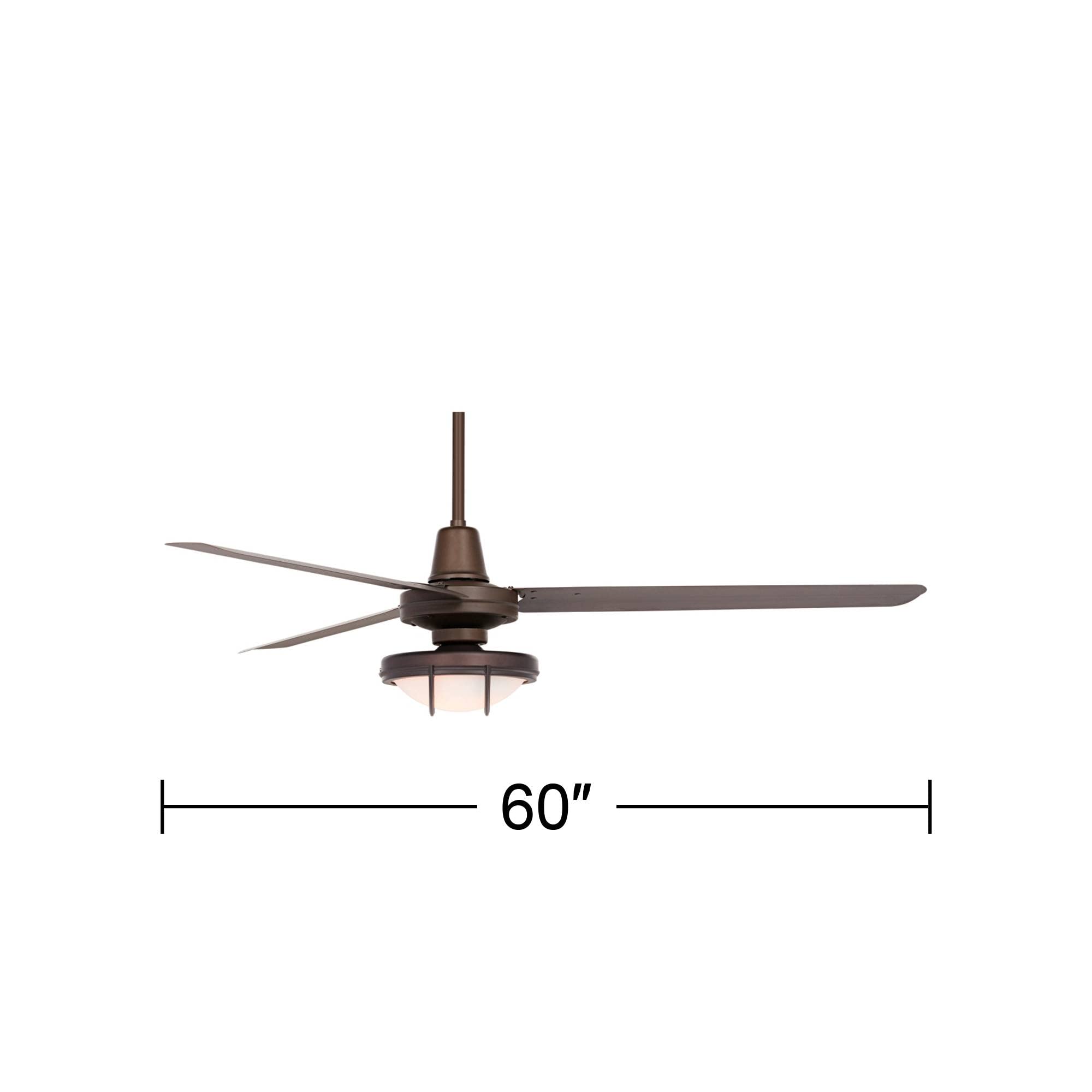 Casa Vieja 60" Casa Turbina Modern 3 Blade Indoor Outdoor Ceiling Fan with Light LED Remote Oil Rubbed Bronze Frosted White Glass Damp Rated for Patio Exterior House Porch Gazebo Garage Barn