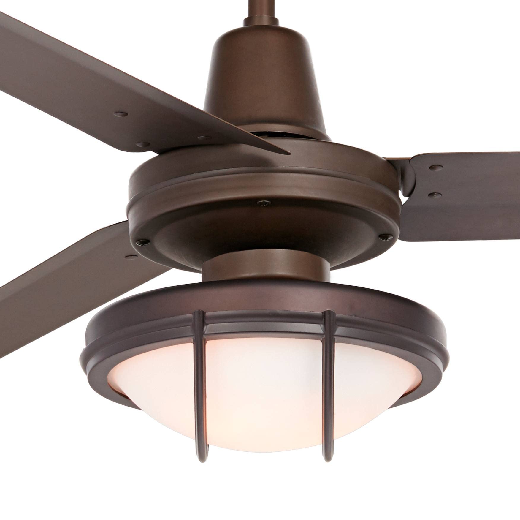 Casa Vieja 60" Casa Turbina Modern 3 Blade Indoor Outdoor Ceiling Fan with Light LED Remote Oil Rubbed Bronze Frosted White Glass Damp Rated for Patio Exterior House Porch Gazebo Garage Barn