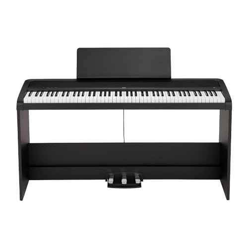 Korg, Portable Digital Piano with 88-Key Full Size Weighted Keyboard, Built-in Speakers, Furniture, Music Stand, and 3-Pedal Unit (B2SP BK)