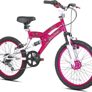 KENT International 20" Rock Candy Girls Bike | 20 Inch Girls Bike with Front & Rear Hand Brakes and 7 Speed Twist Shifting | Dependable Strong High Tensile Steel Frame Multi-Use Bike for Kids