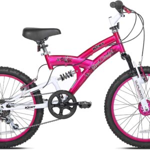 KENT International 20" Rock Candy Girls Bike | 20 Inch Girls Bike with Front & Rear Hand Brakes and 7 Speed Twist Shifting | Dependable Strong High Tensile Steel Frame Multi-Use Bike for Kids