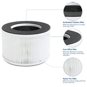 Flintar True HEPA Replacement Filter, Compatible with hOmeLabs Home 4-in-1 Compact HEPA Air Purifier HME020020N Only, AKJ050GE, 2-Pack