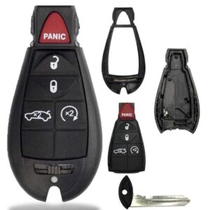 1 new keyless entry 5 buttons remote start car key fob fobik shell / case m3n5wy783x, iyzc01c for chrysler 300 challenger charger durango grand cherokee - (no electronics or chip inside)