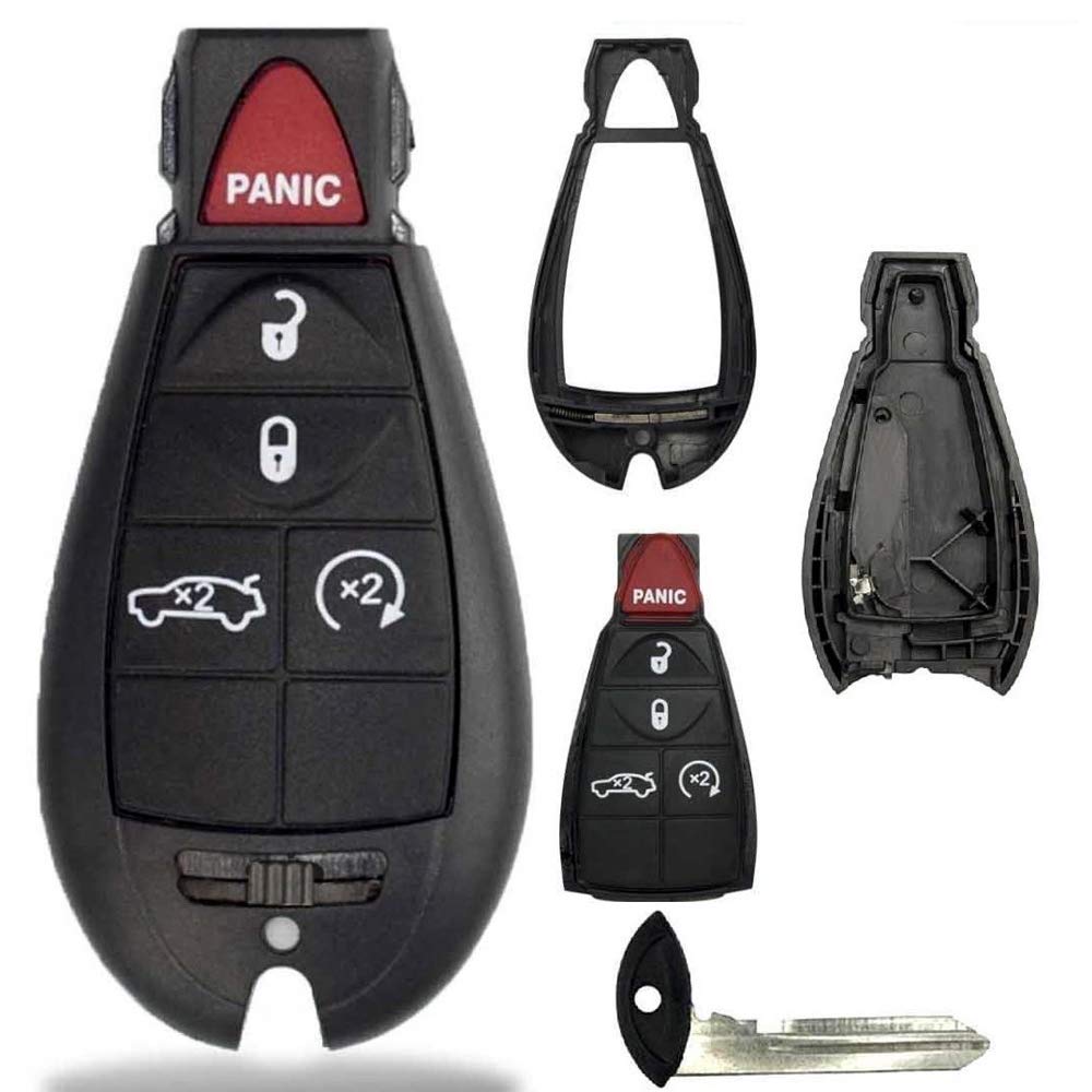 1 New Keyless Entry 5 Buttons Remote Start Car Key Fob Fobik Shell / CASE M3N5WY783X, IYZC01C for Chrysler 300 Challenger Charger Durango Grand Cherokee - (No Electronics or Chip Inside)