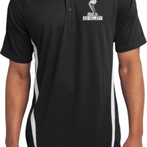 Ford Shelby Cobra Pocket Print Colorblock Polo, Black White 4XL