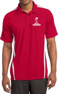 ford shelby cobra pocket print colorblock polo, red white 3xl