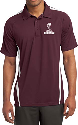 Ford Shelby Cobra Pocket Print Colorblock Polo, Maroon White Medium