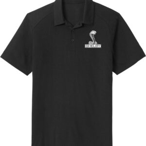 Ford Mustang Shelby Cobra Pocket Print Wicking Polo, Black 3XL