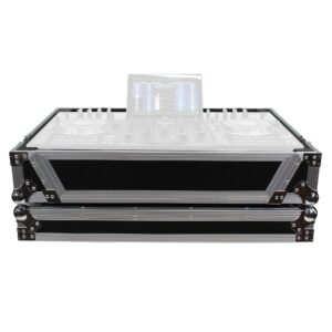 prox xs-prime4 w ata flight case for denon prime 4 dj controller with 1u rack space and wheels