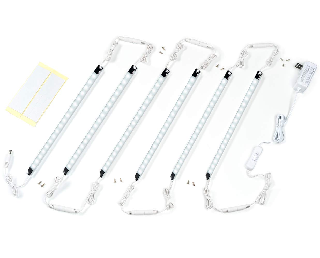 Cefrank Led Light Strips Kit, (6) 12’’ Linkable Light Bars + Rocker Switch + UL Power Adapter, Under Cabinet Lighting, Gun Safe, Locker, Closet, Shelf, Showcase Lighting, 6000K Cool White