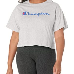 Champion womens Cropped Tee, Script Logo T Shirt, Oxford Gray-550757, Medium US