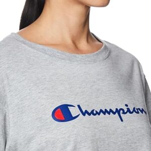 Champion womens Cropped Tee, Script Logo T Shirt, Oxford Gray-550757, Medium US