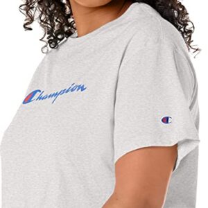 Champion womens Cropped Tee, Script Logo T Shirt, Oxford Gray-550757, Medium US