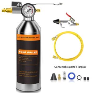 FOUR UNCLES IRONCUBE AC Flush Kit,A/C Air Conditioner System Flush Canister Kit Clean Tool Set R134a R12 R22 R410a R404a for Auto Car with 3.5 ft Hose American Interface